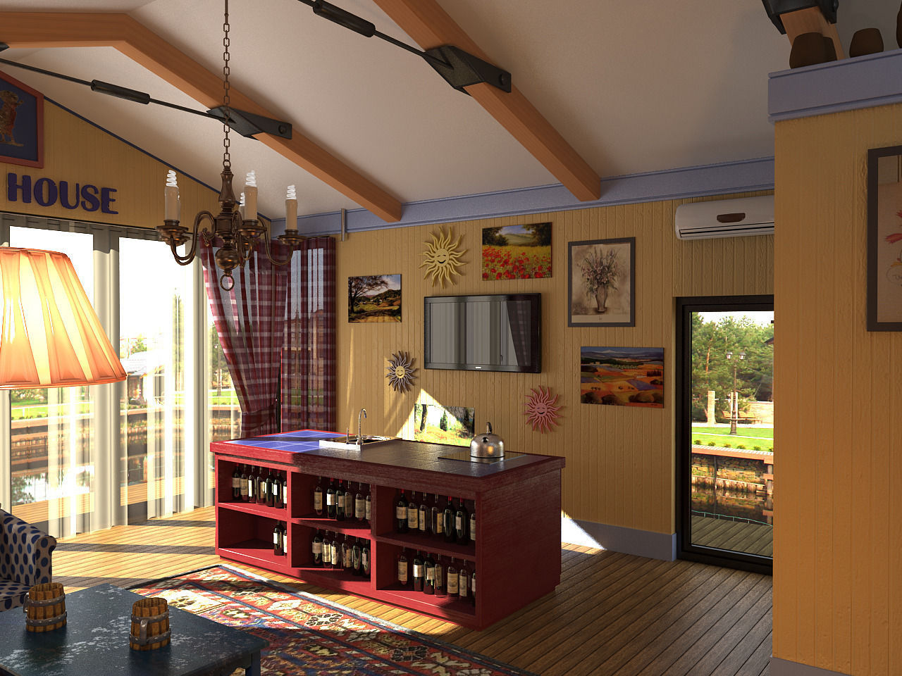 Fisherman house photoreal interior 3D model_4