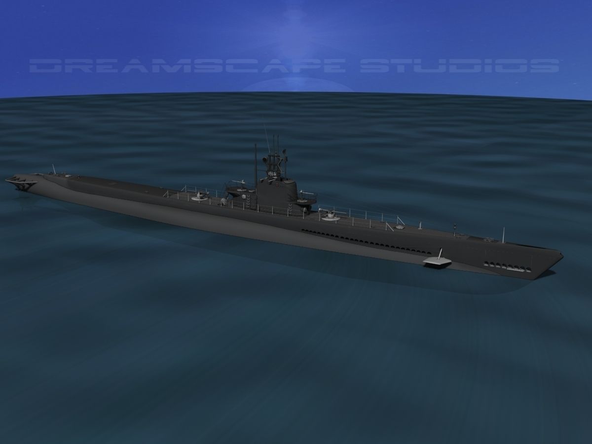 Balao Class Submarine USS Sennett SS408 3D model_7
