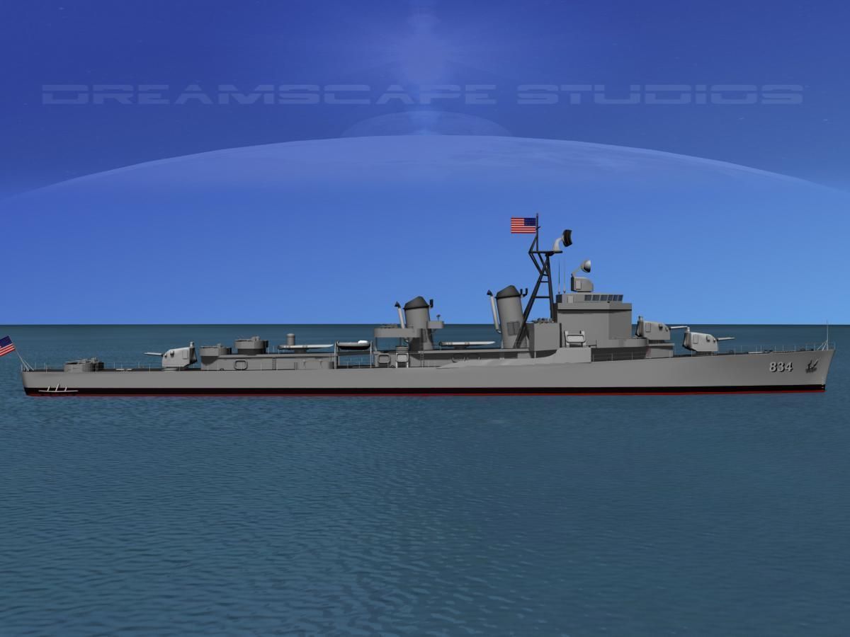Gearing Class Destroyer DDR-834 USS Turner 3D model_1