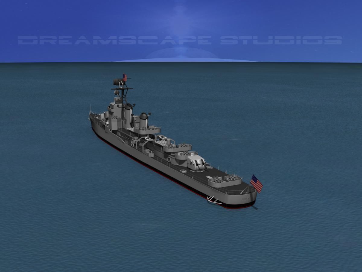 Gearing Class Destroyer DDR-834 USS Turner 3D model_4