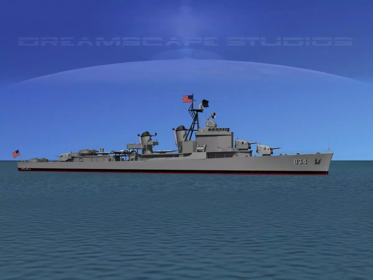 Gearing Class Destroyer DDR-834 USS Turner 3D model_0