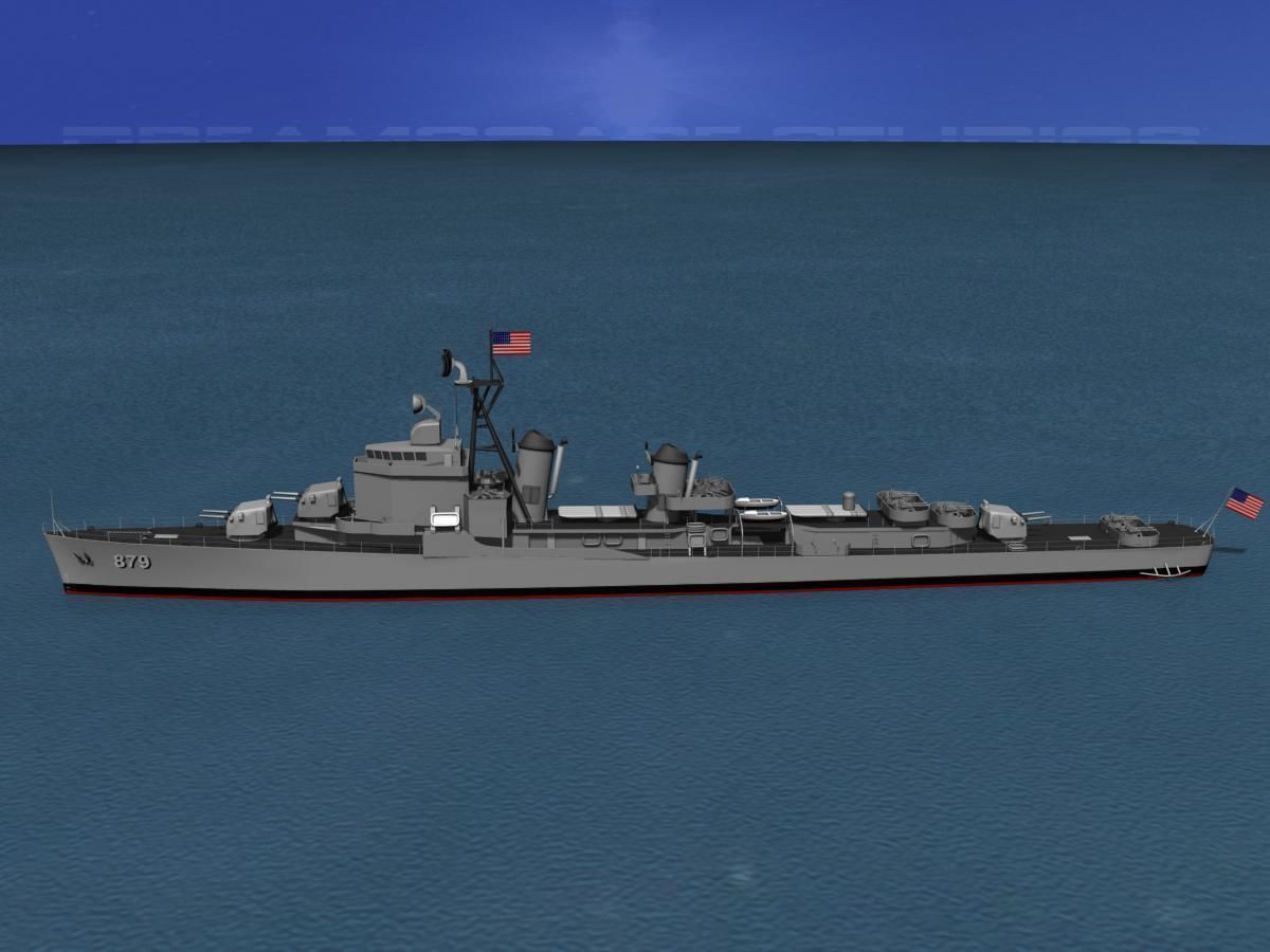 Gearing Class Destroyer DDR-879 USS Leary 3D model_12