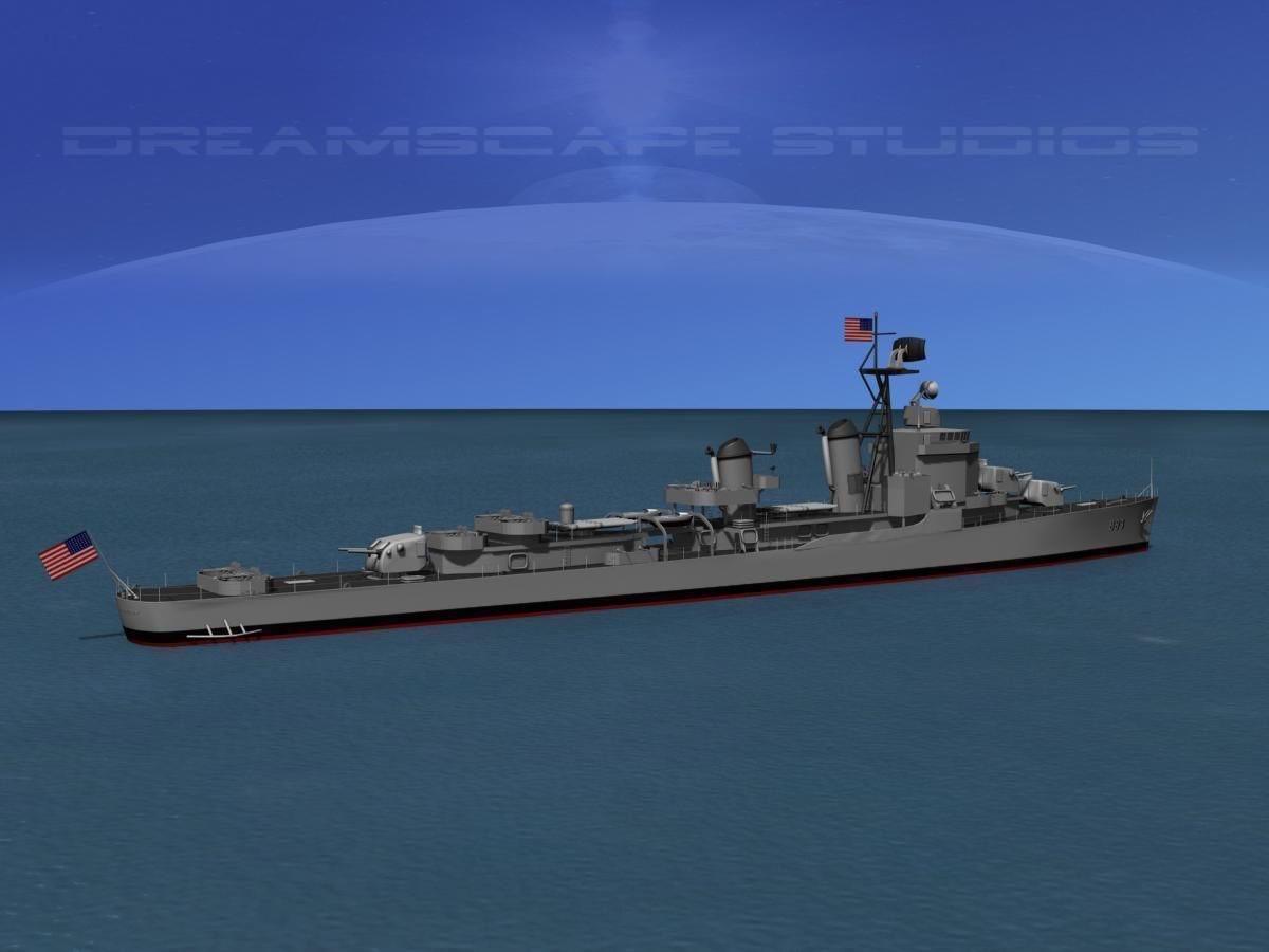 Gearing Class Destroyer DDR-883 USS Newman K Perry 3D model_10