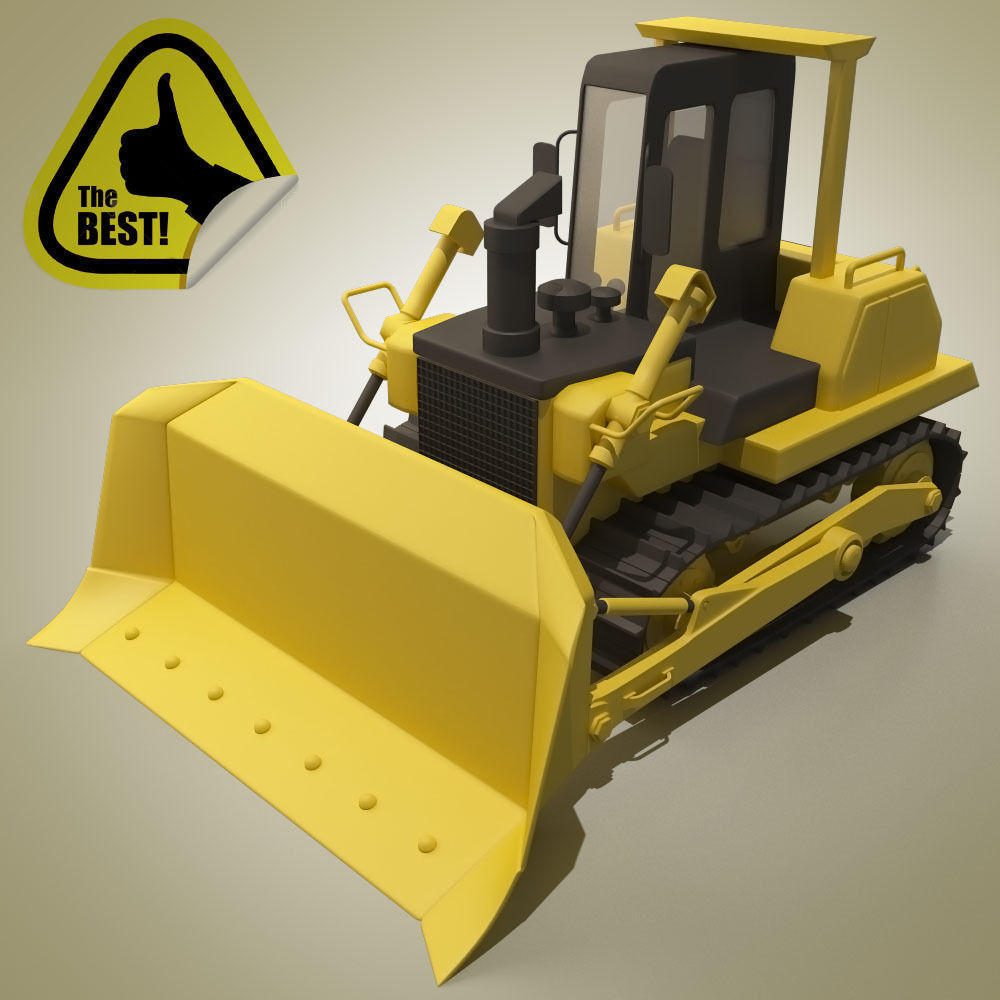 Cartoon bulldozer 3D model_9