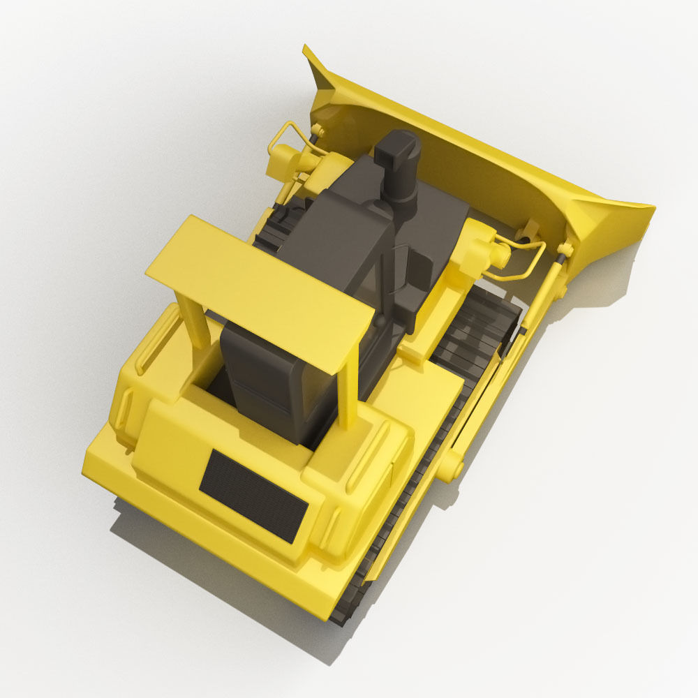 Cartoon bulldozer 3D model_3