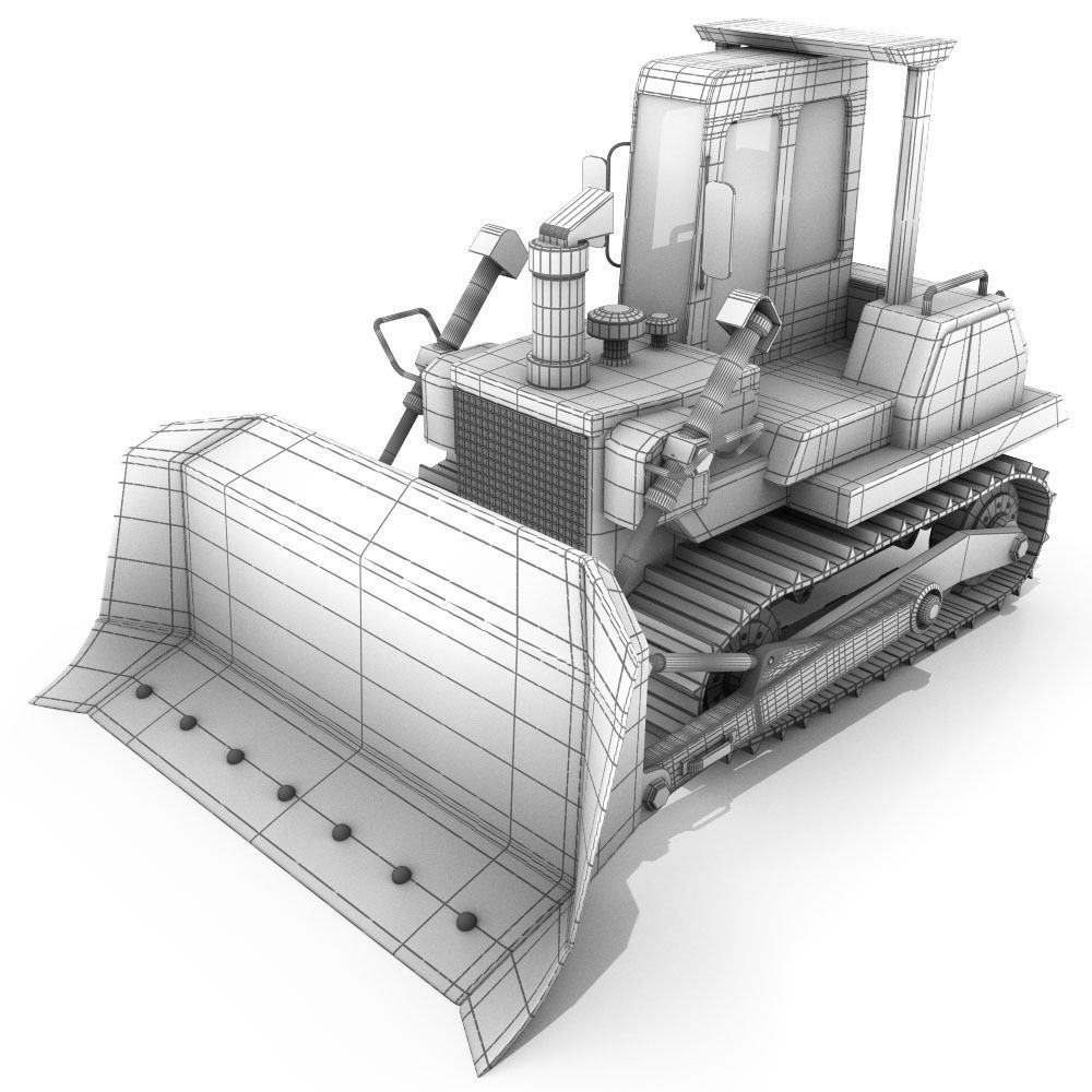 Cartoon bulldozer 3D model_10