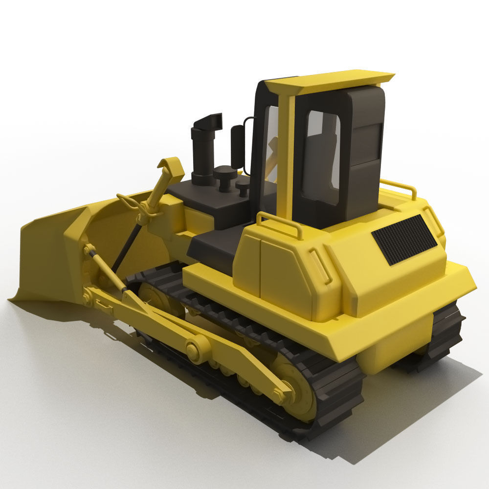 Cartoon bulldozer 3D model_1