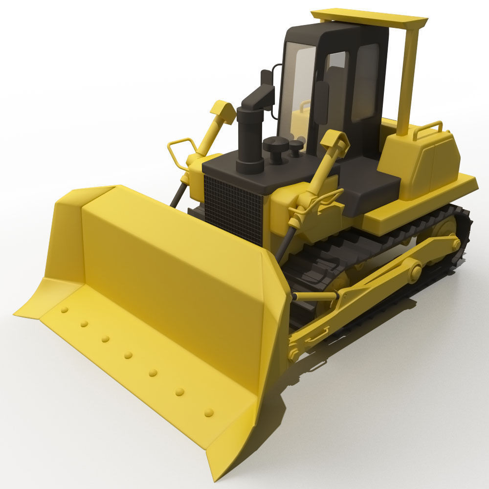 Cartoon bulldozer 3D model_7