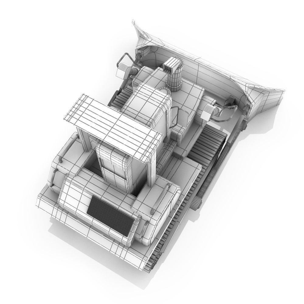 Cartoon bulldozer 3D model_2