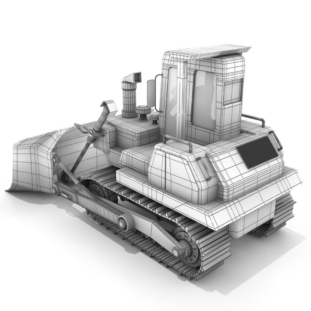 Cartoon bulldozer 3D model_6