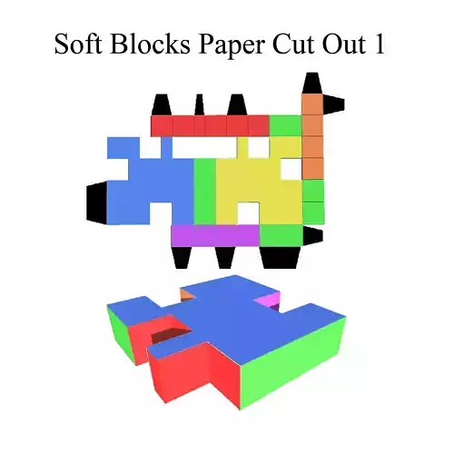 Paper Cut Out Soft Blocks 01 Low-poly 3D model