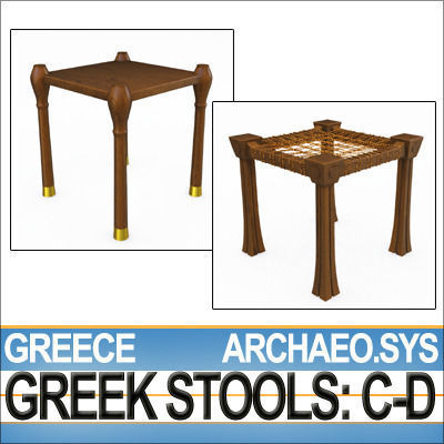 Greek Stools Set C D 3D model_2