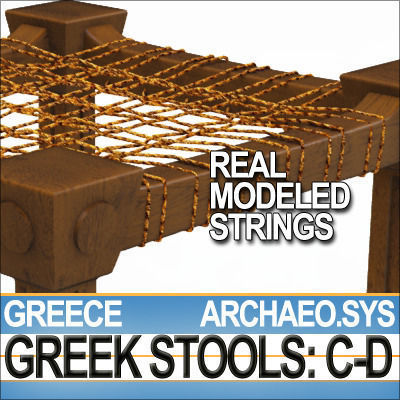 Greek Stools Set C D 3D model_5