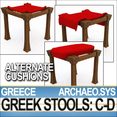 Greek Stools Set C D 3D model_4