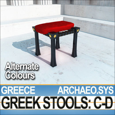 Greek Stools Set C D 3D model_7