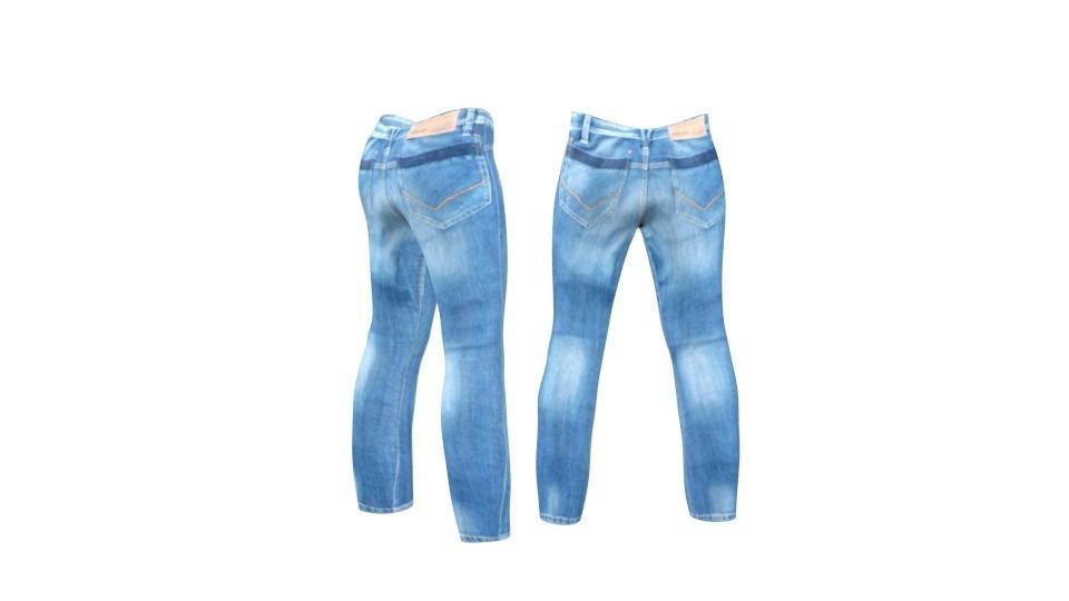 Jeans denim Low-poly 3D model_5
