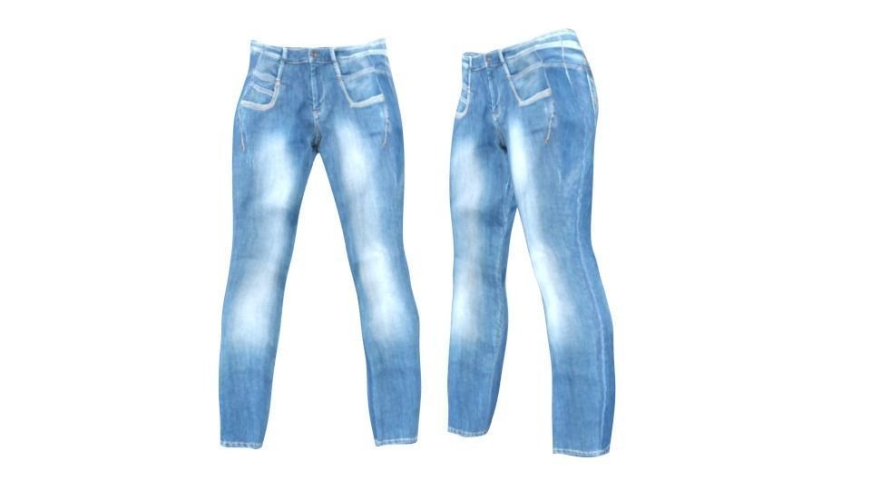 Jeans denim Low-poly 3D model_0