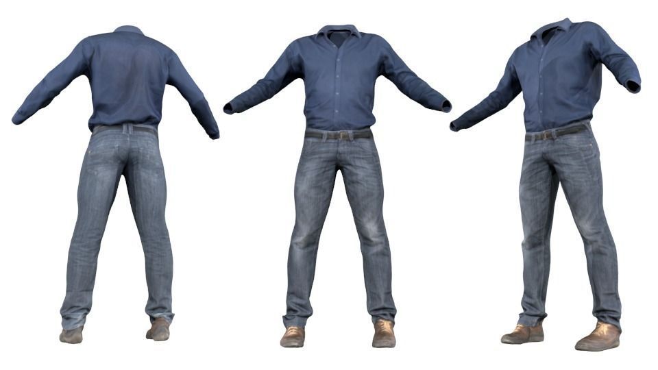 Work Suit Low-poly 3D model_1