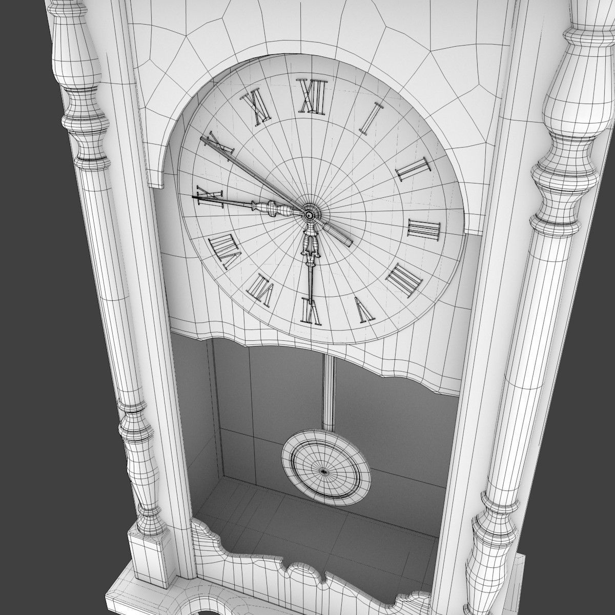 Wooden WallClock 3D model_4