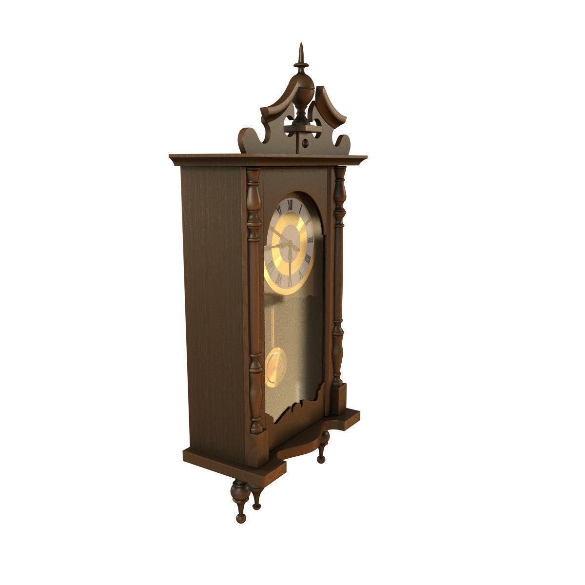 Wooden WallClock 3D model_9