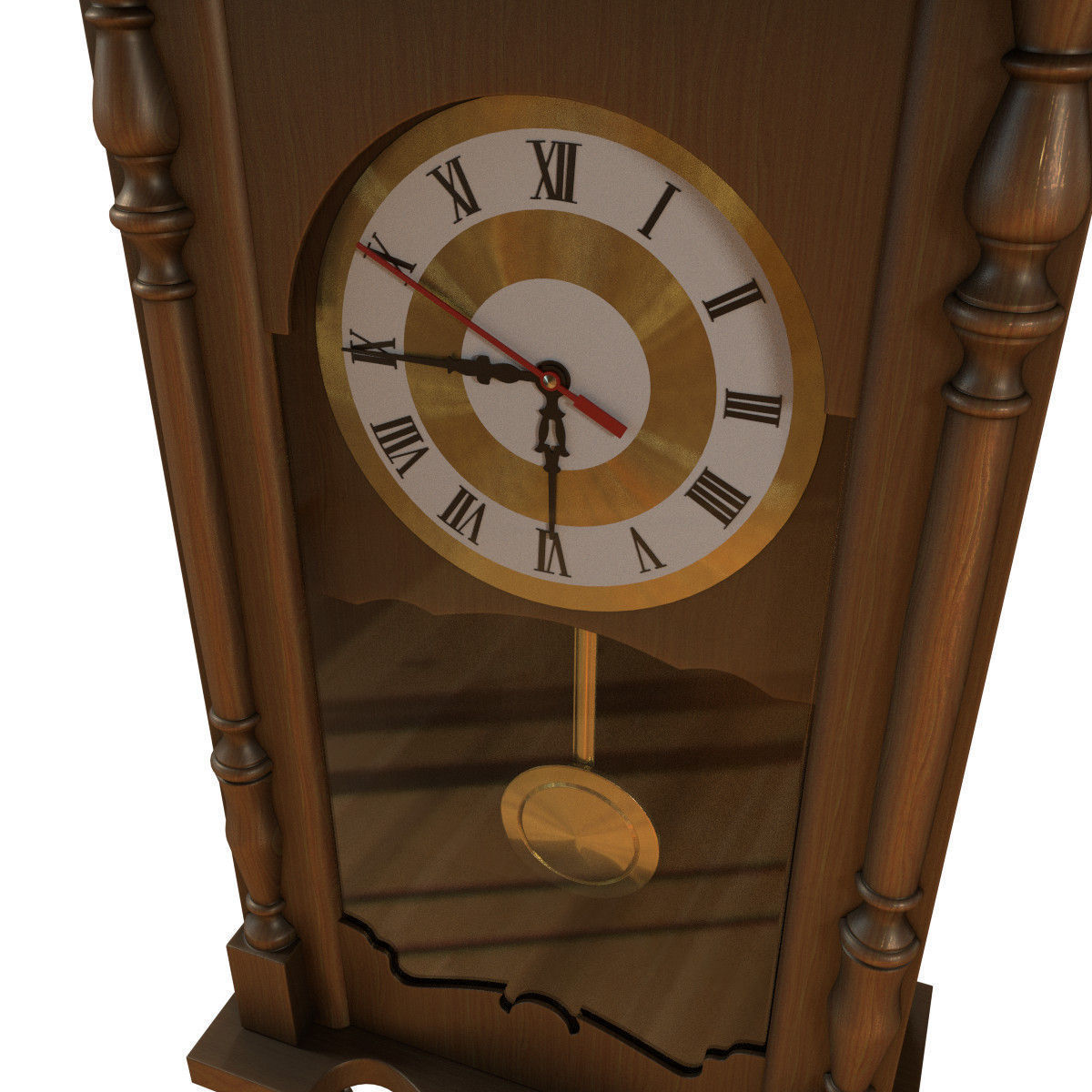 Wooden WallClock 3D model_3