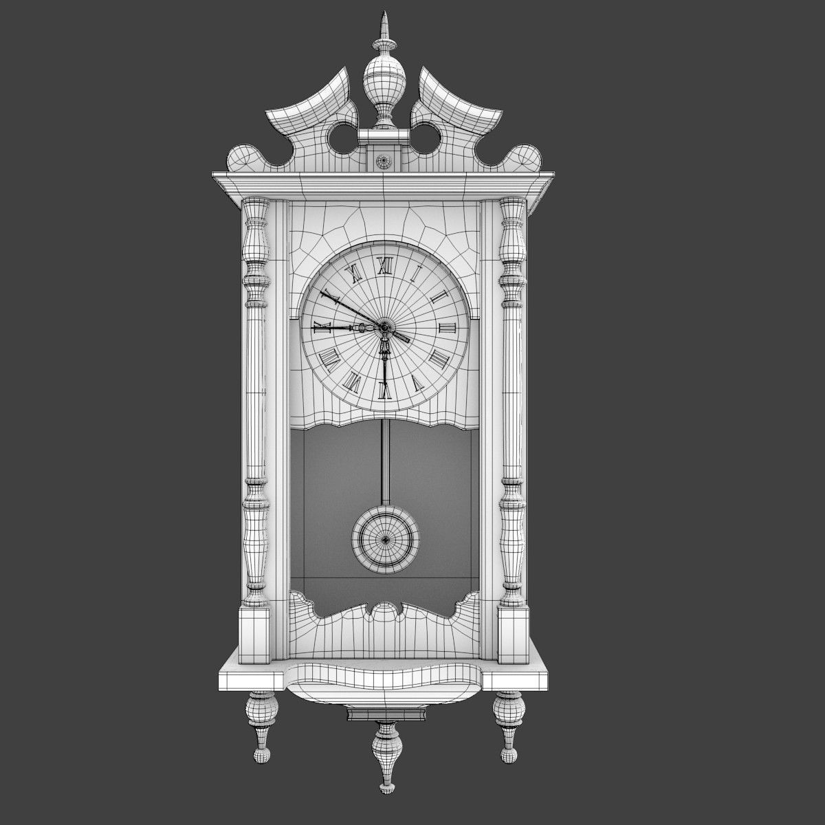 Wooden WallClock 3D model_2