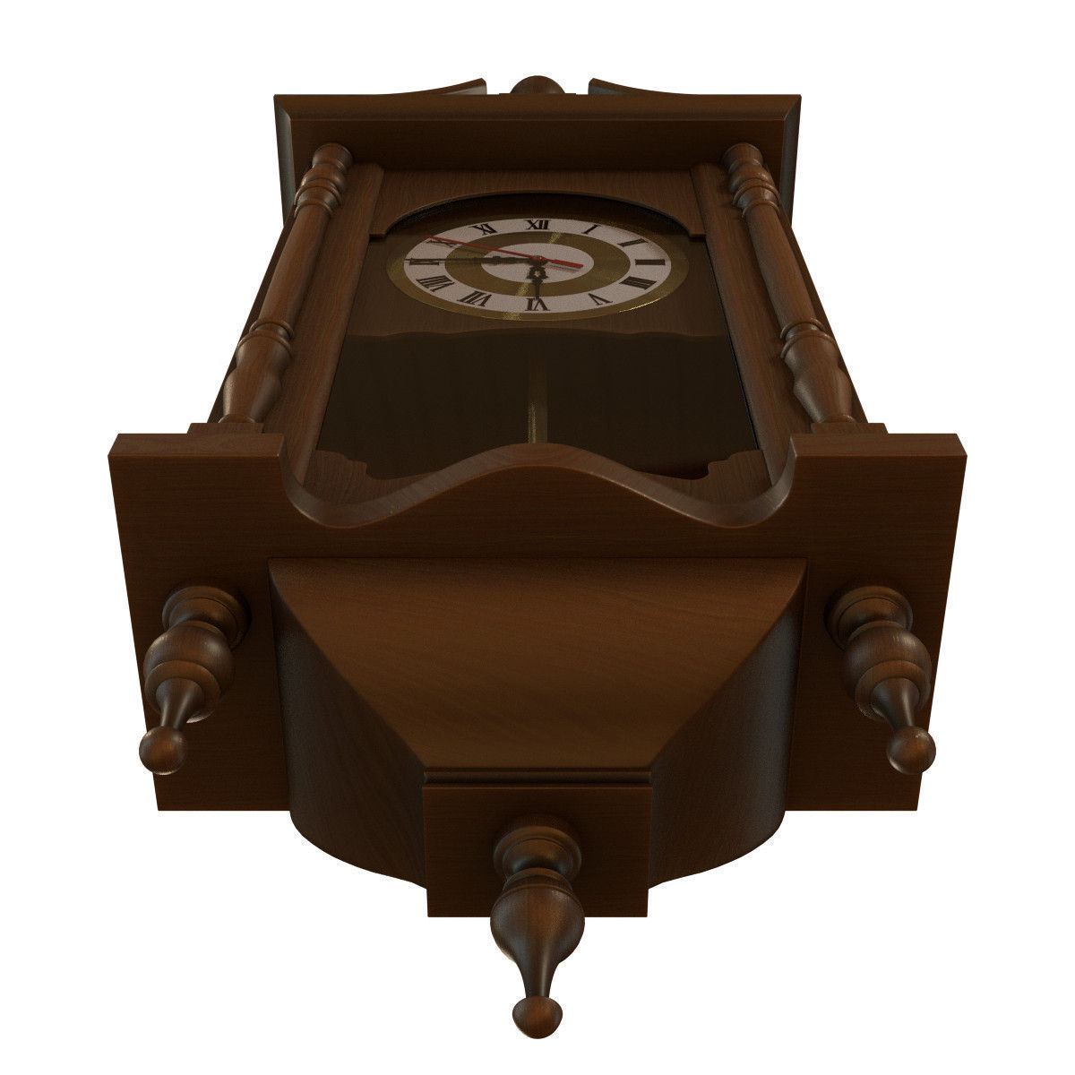 Wooden WallClock 3D model_7