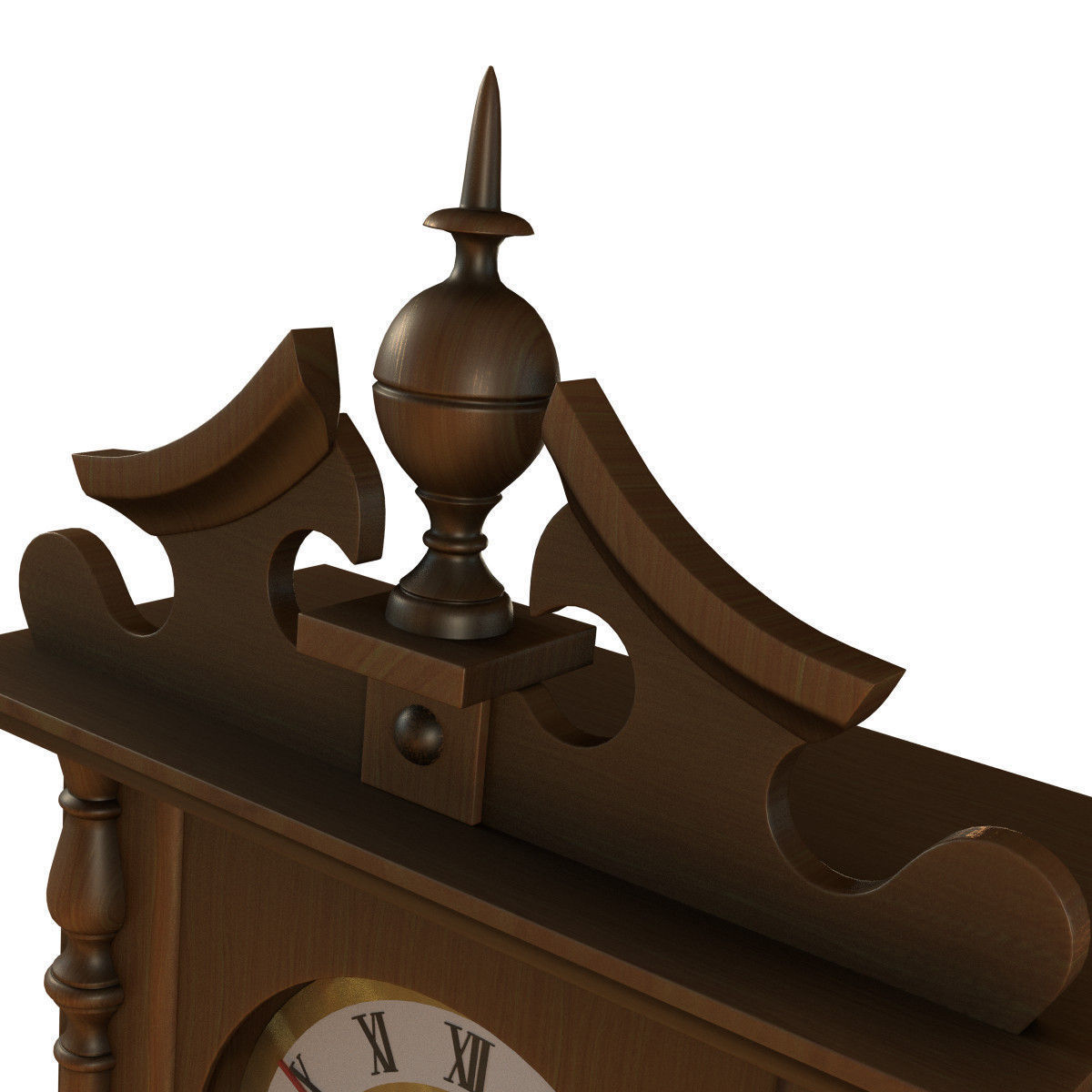 Wooden WallClock 3D model_5