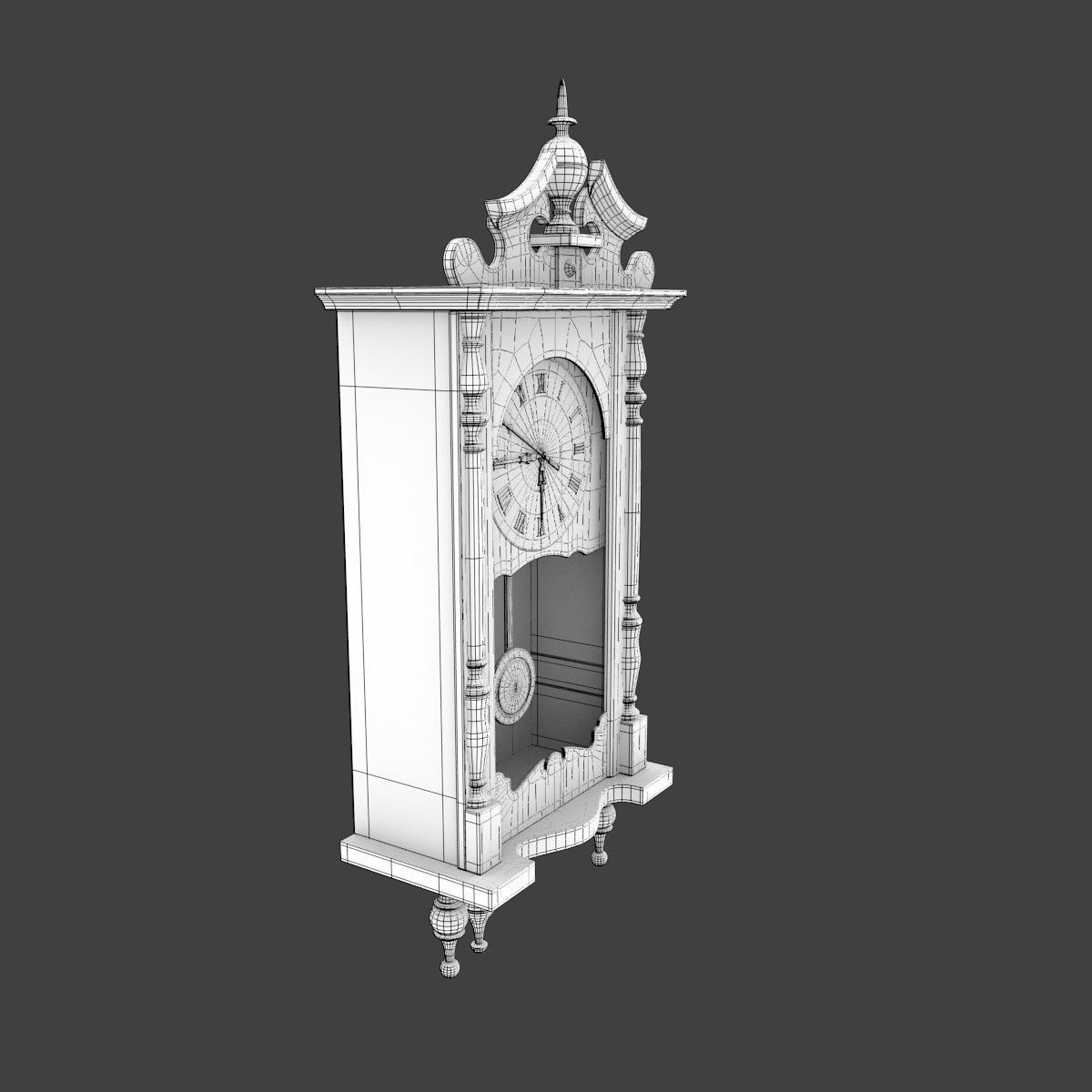 Wooden WallClock 3D model_10