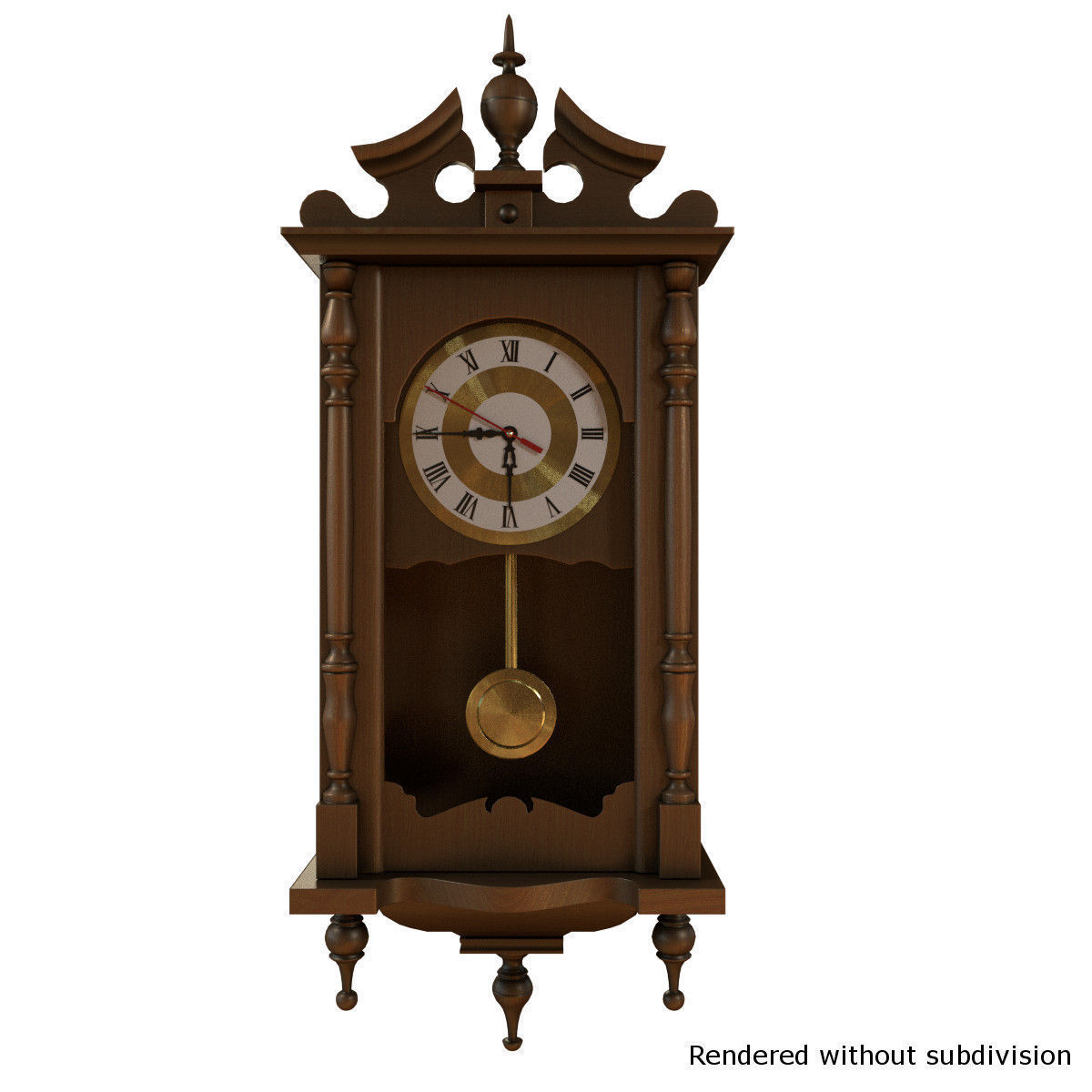 Wooden WallClock 3D model_15