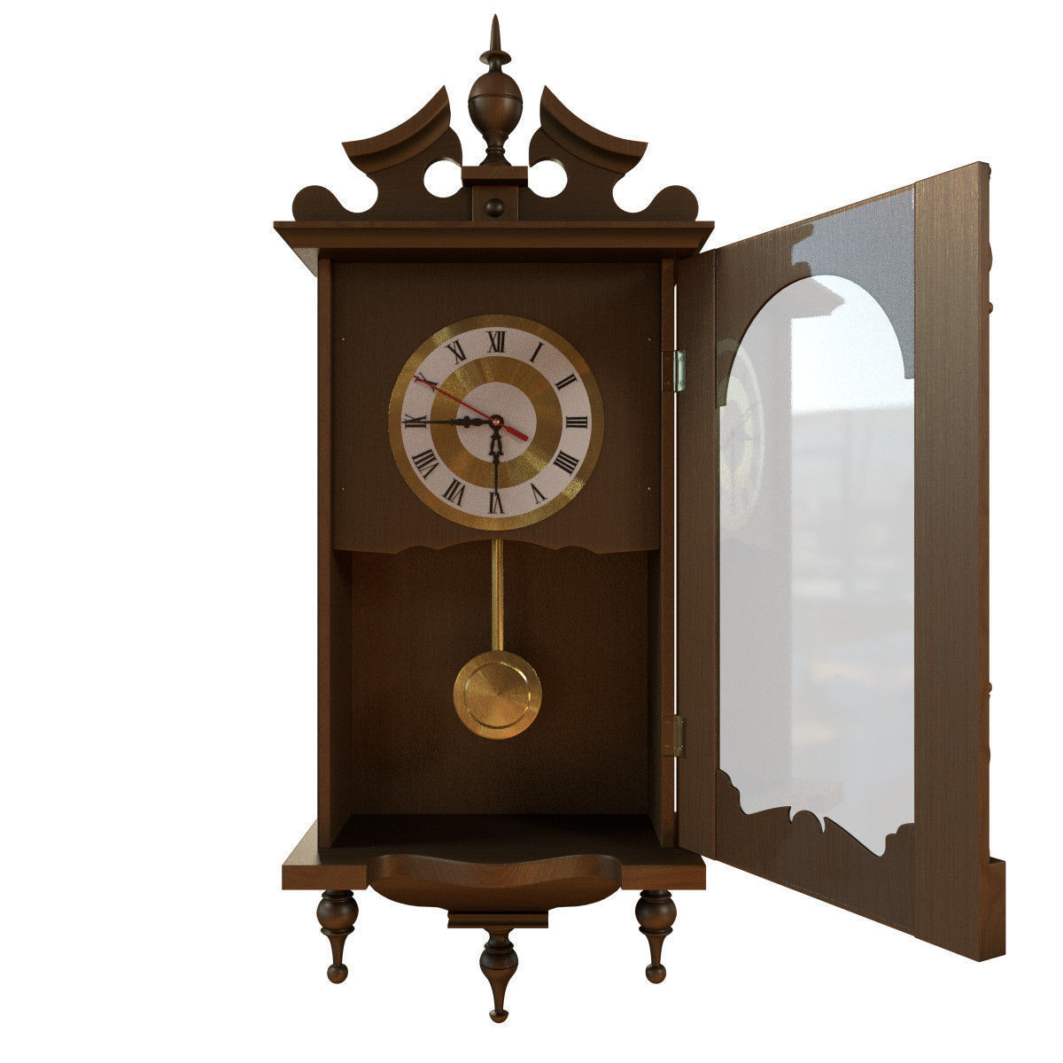 Wooden WallClock 3D model_13