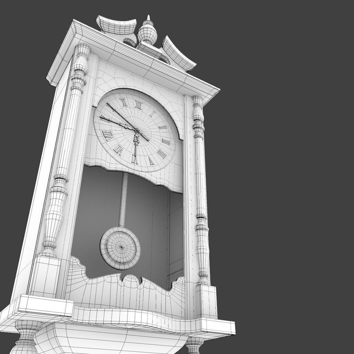 Wooden WallClock 3D model_12
