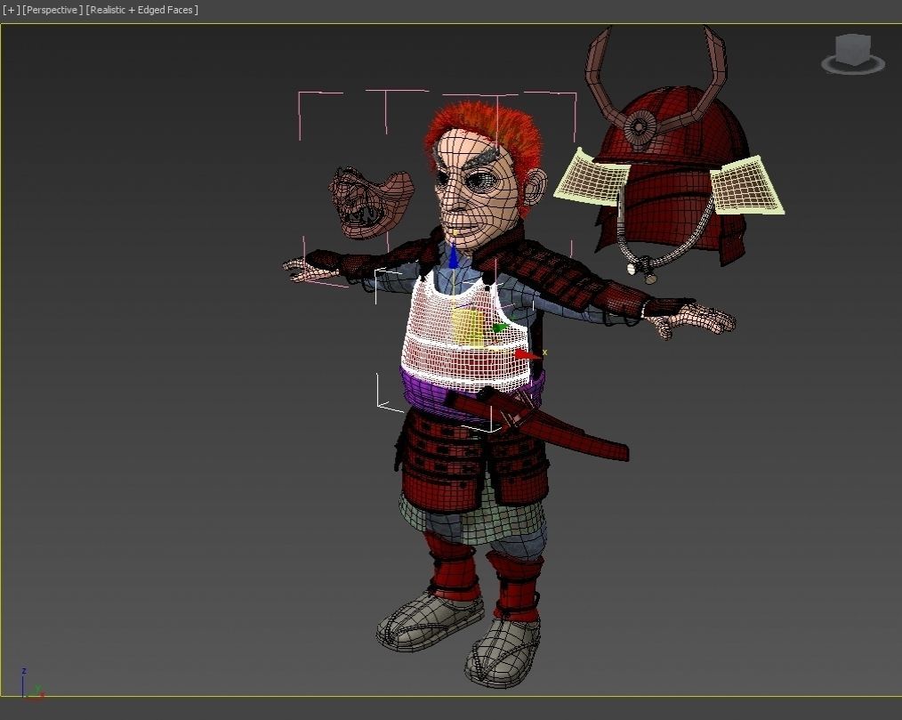 SAMURAI dressed in armor 3D model_4