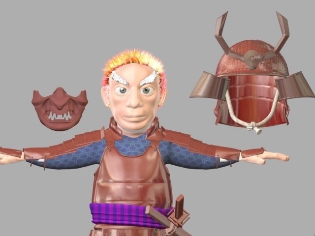 SAMURAI dressed in armor 3D model_2