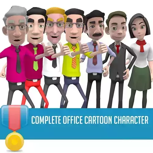 Complete  character Office Low-poly 3D model