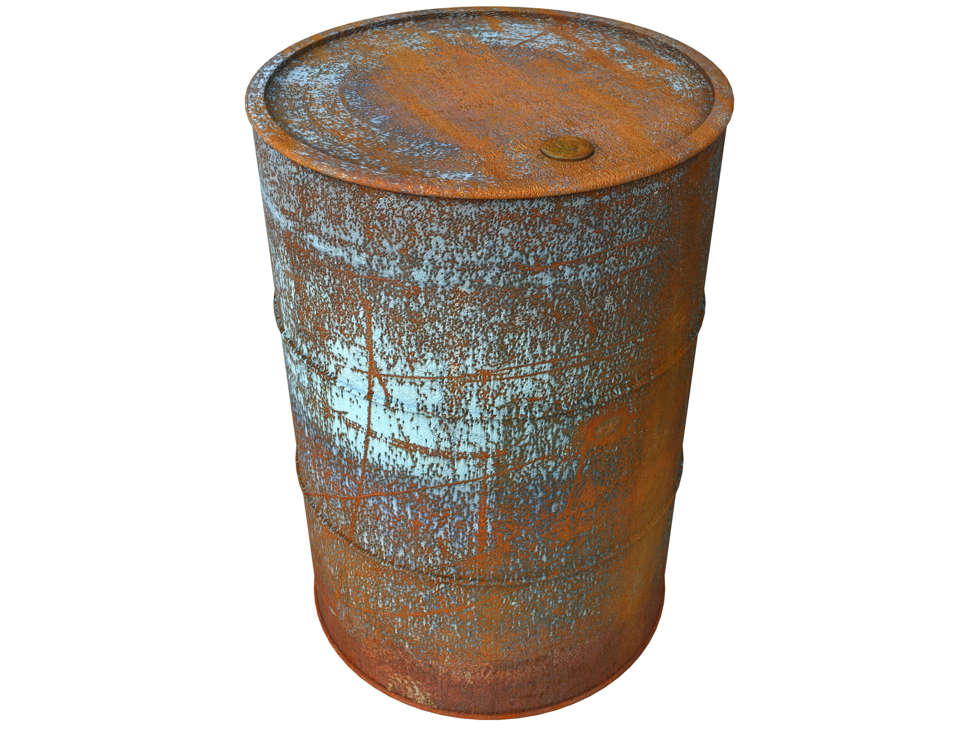 Old Rusty Barrel Low-poly 3D model_3