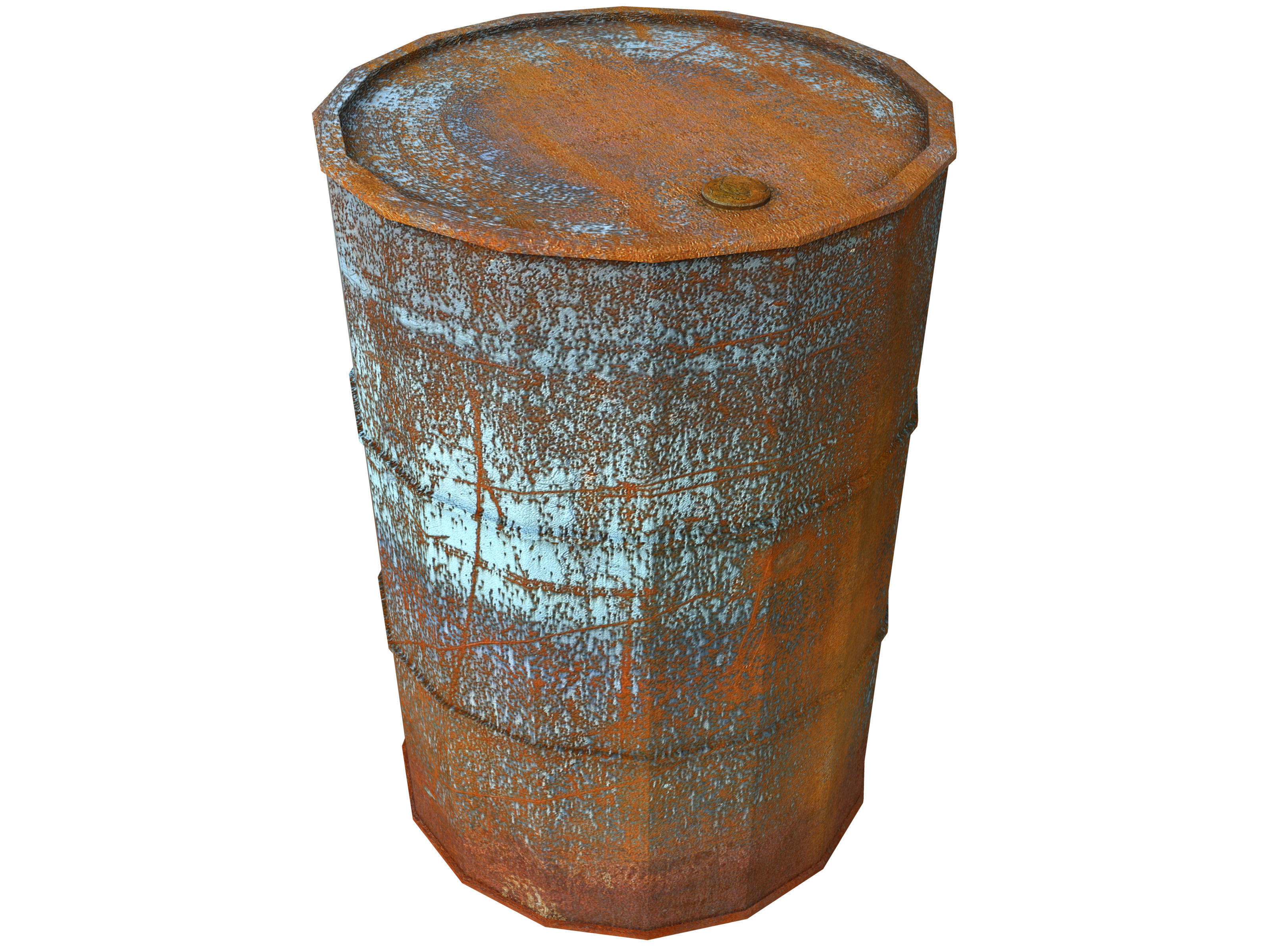 Old Rusty Barrel Low-poly 3D model_2
