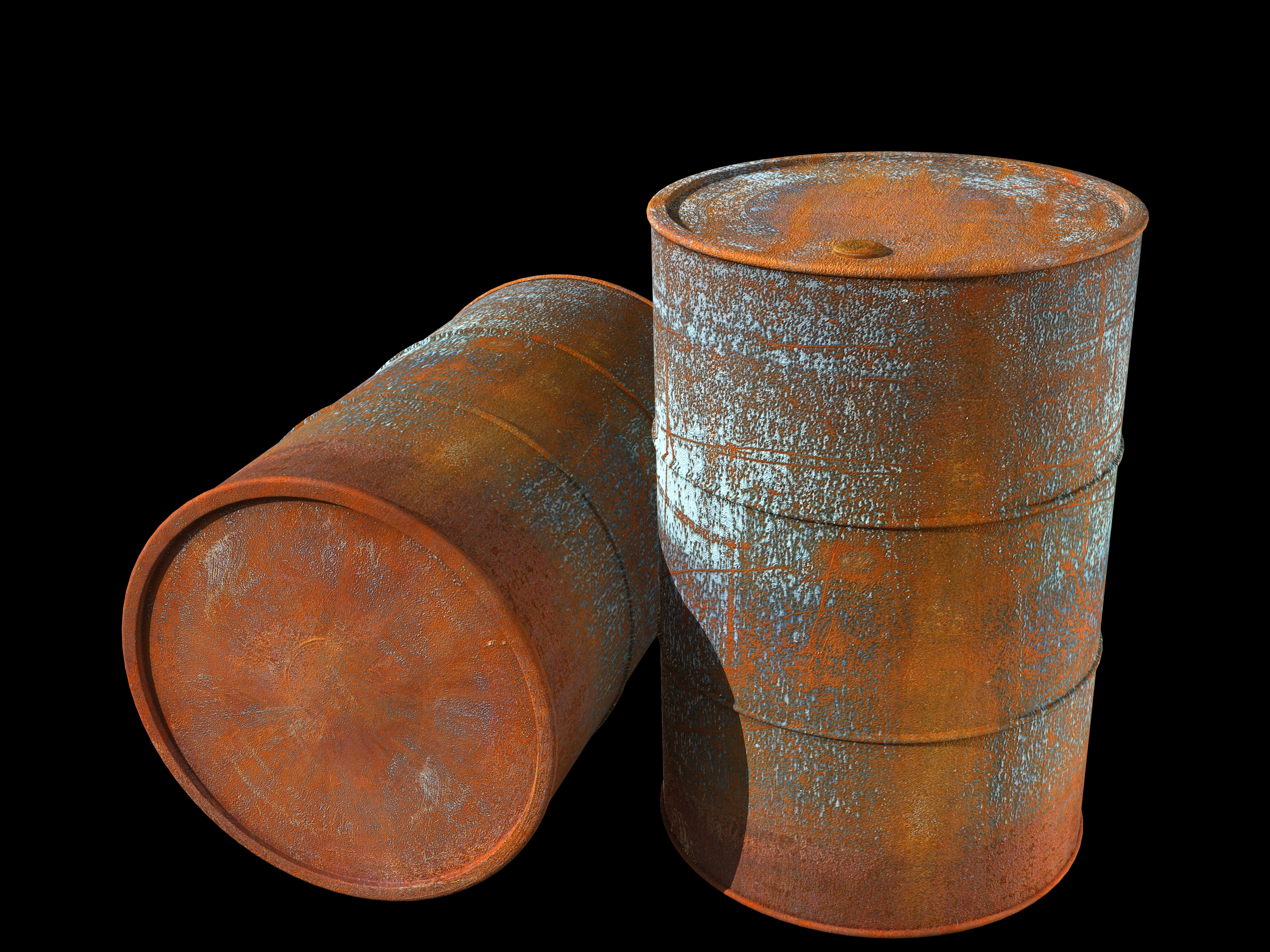 Old Rusty Barrel Low-poly 3D model_1