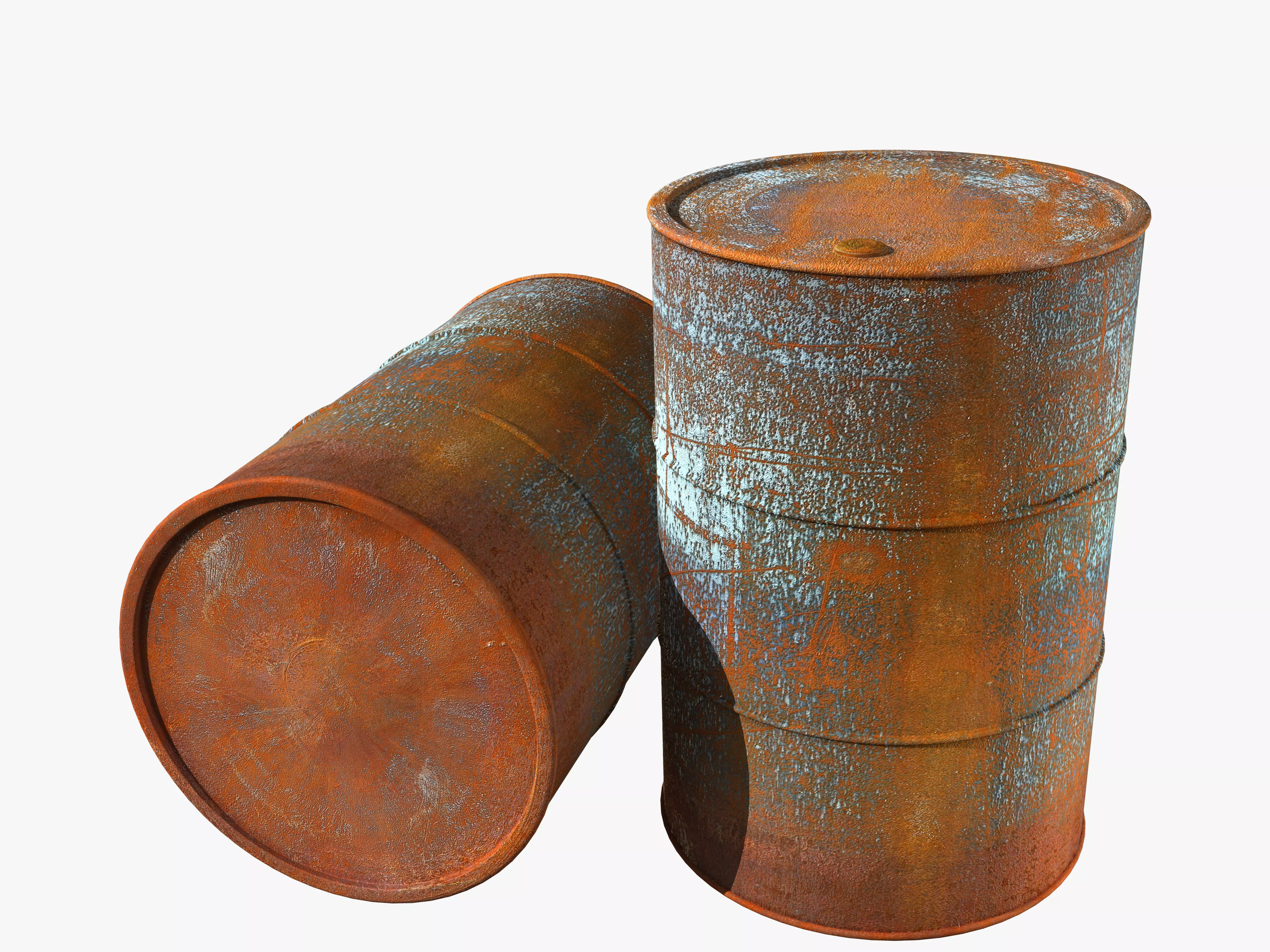 Old Rusty Barrel Low-poly 3D model_0