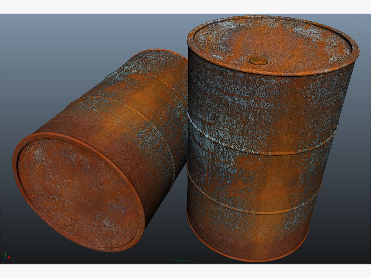 Old Rusty Barrel Low-poly 3D model_6