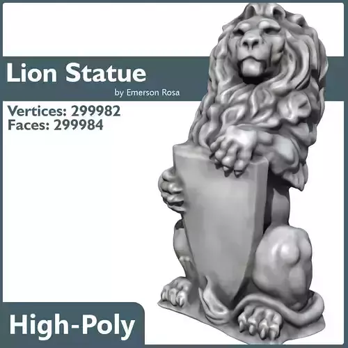 High-poly Lion Statue
