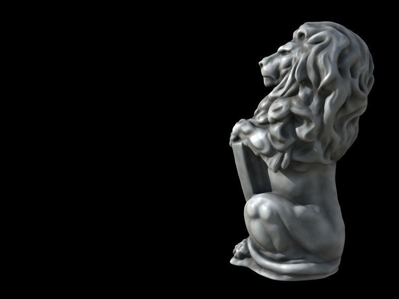 High-poly Lion Statue 3D model_3