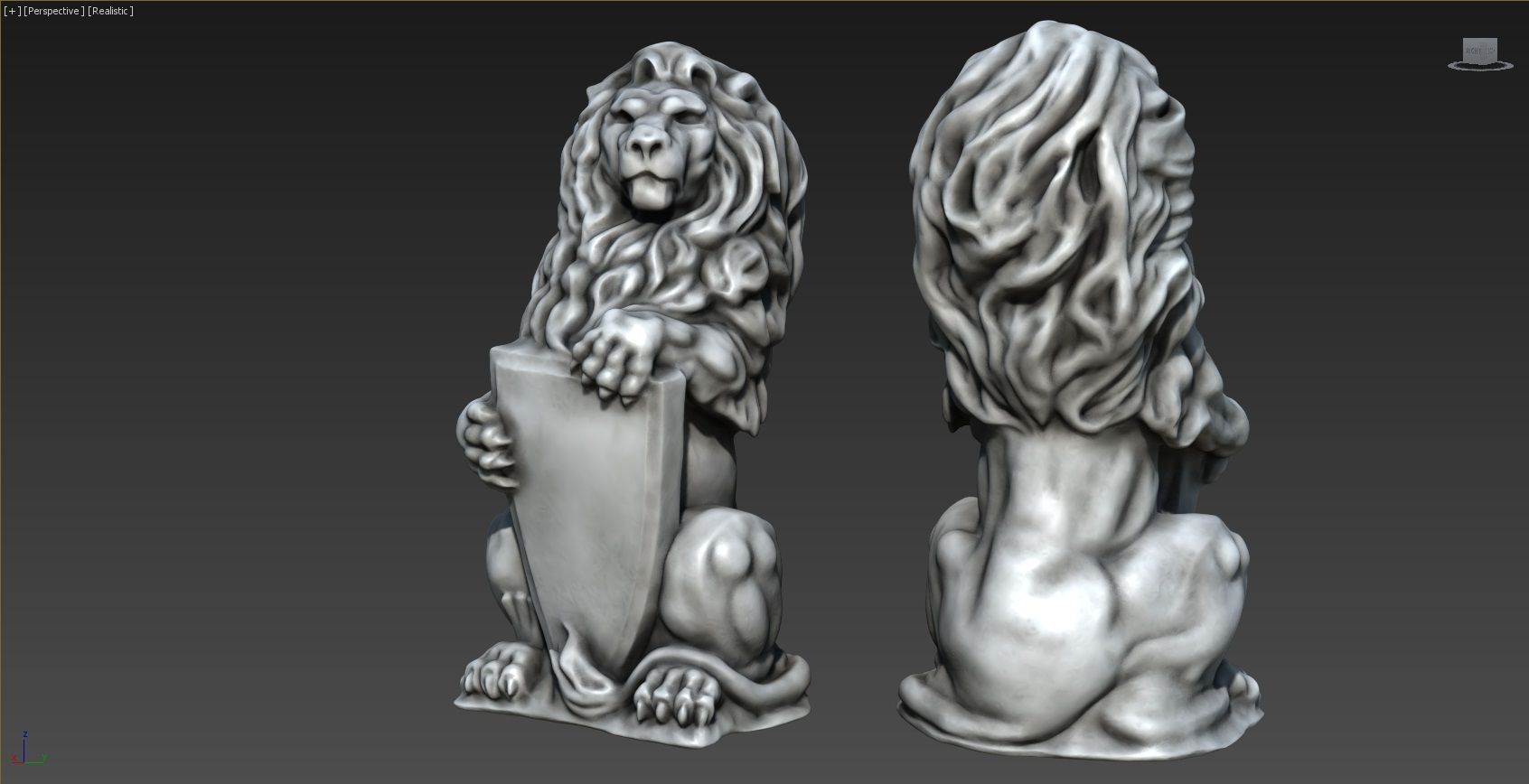 High-poly Lion Statue 3D model_5