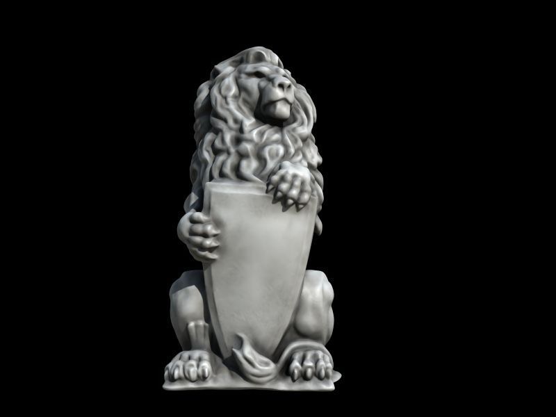 High-poly Lion Statue 3D model_7