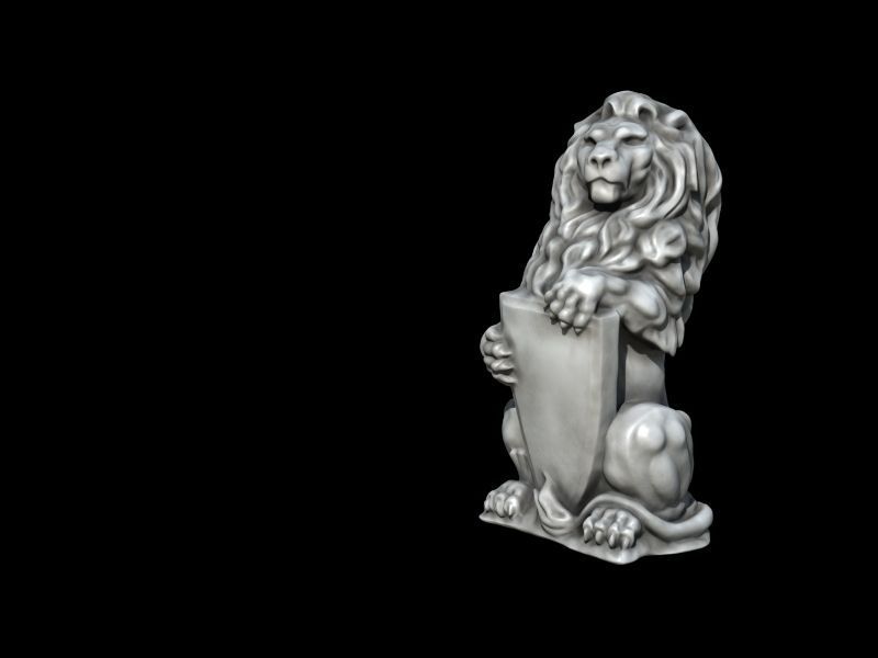 High-poly Lion Statue 3D model_1
