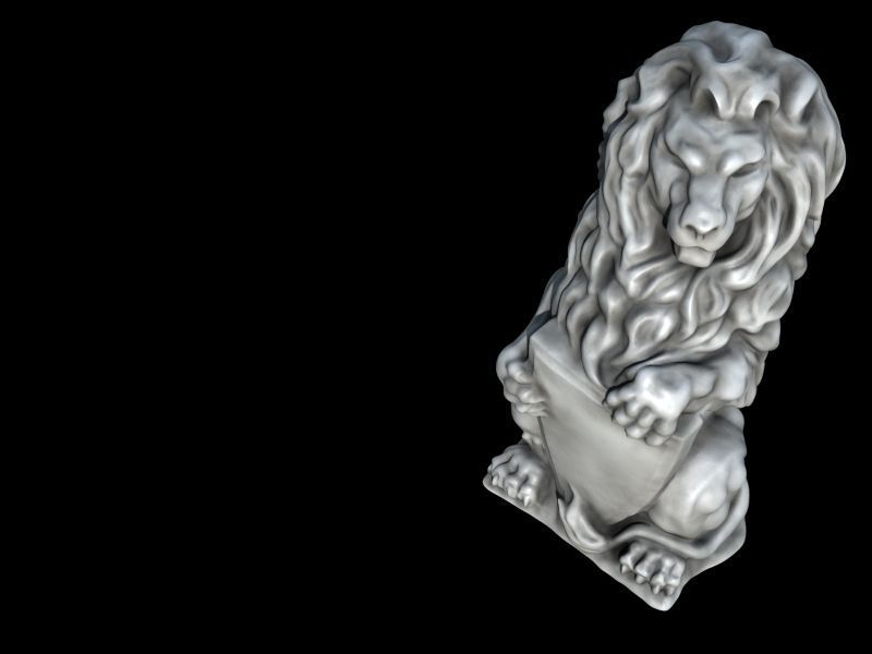High-poly Lion Statue 3D model_2