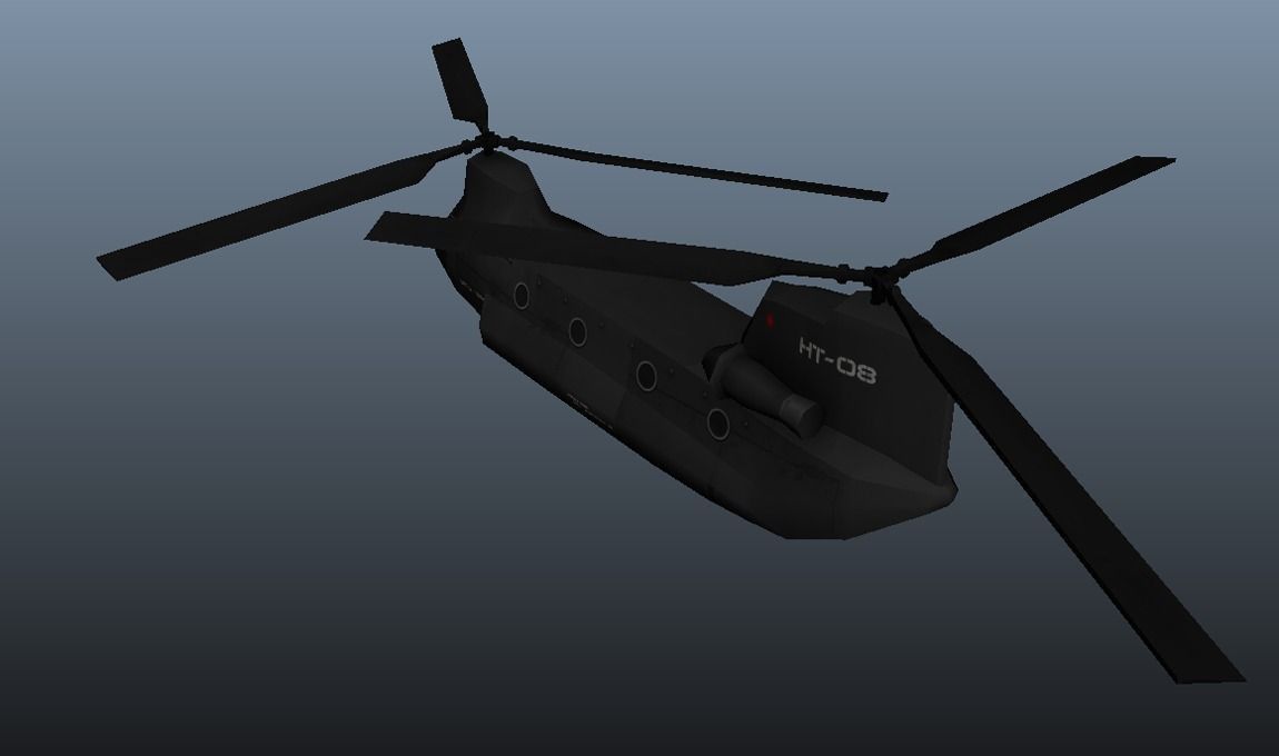 TransportCopter chinook helicopter - chinook helicopter Low-poly 3D model_2