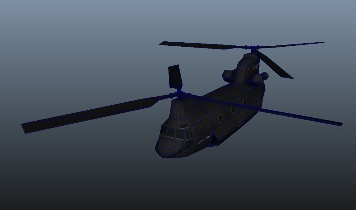 TransportCopter chinook helicopter - chinook helicopter Low-poly 3D model_5