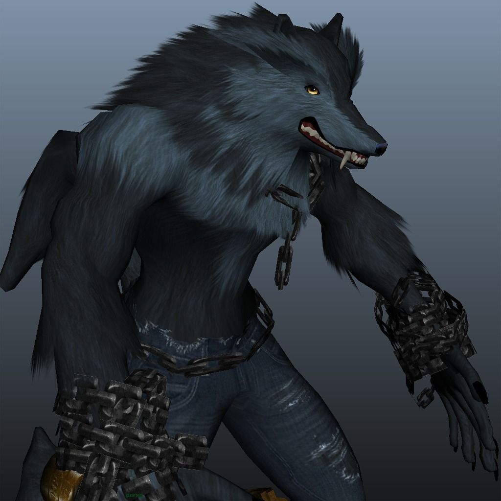Werewolf with chains Low-poly 3D model_4