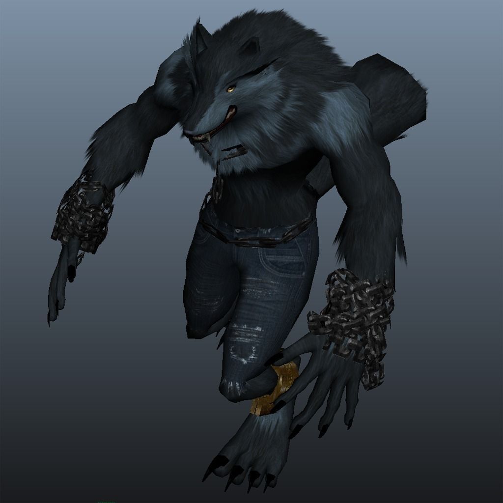 Werewolf with chains Low-poly 3D model_5
